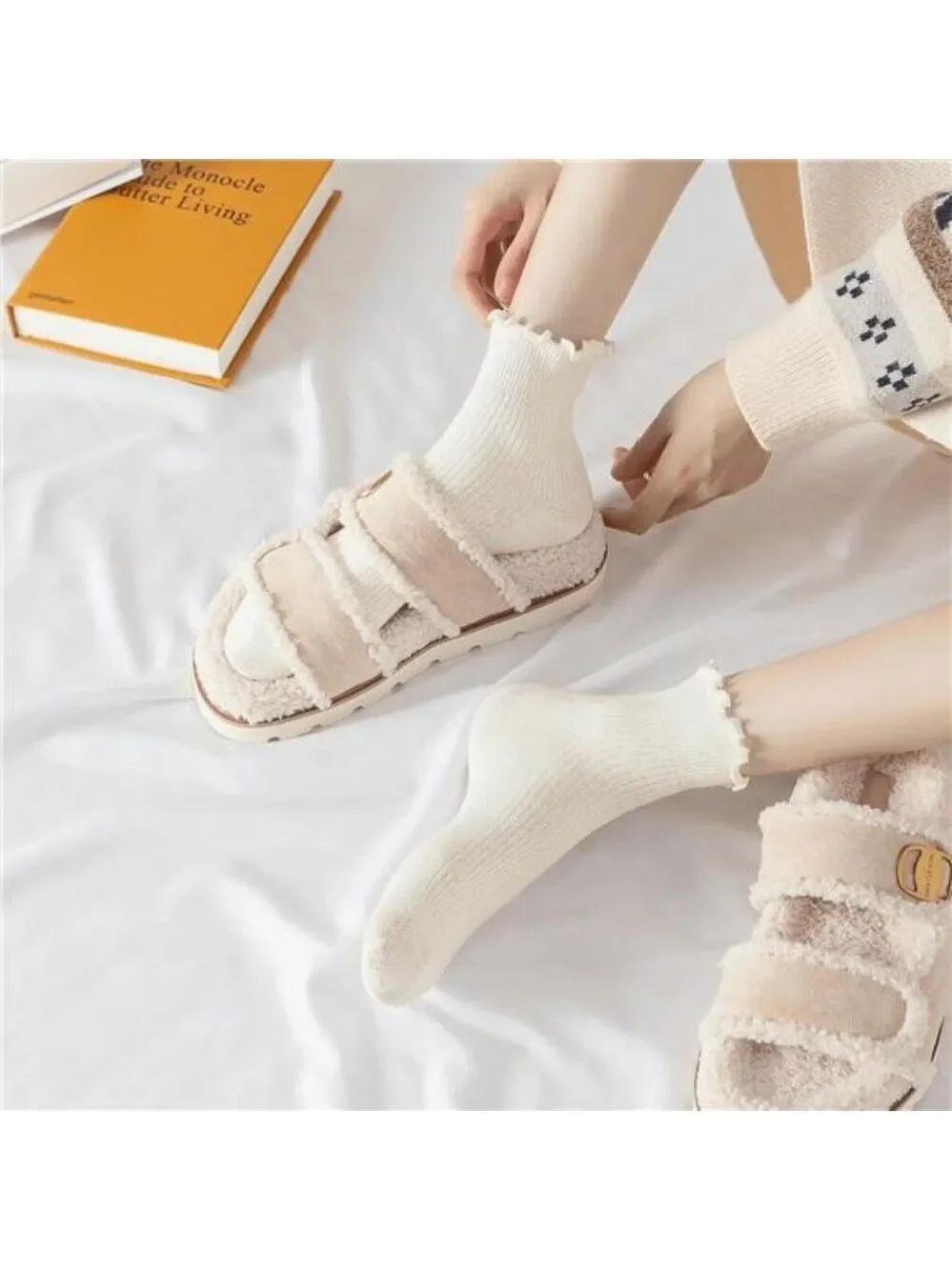 6 Pairs Womens Ruffle Ankle Socks Cotton Cute Frilly Turn Cuff Soft Breathable S